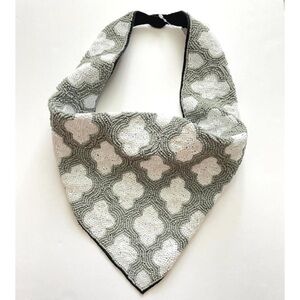 Gray Clover Beaded Bib Necklace